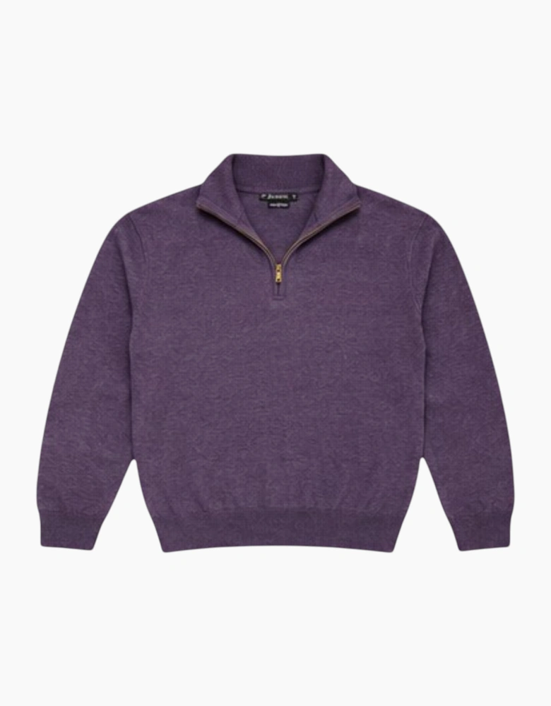 Mens Quarter Zip Sweatshirt Long Sleeve Slim Fit Premium Textured Cotton Jumper
