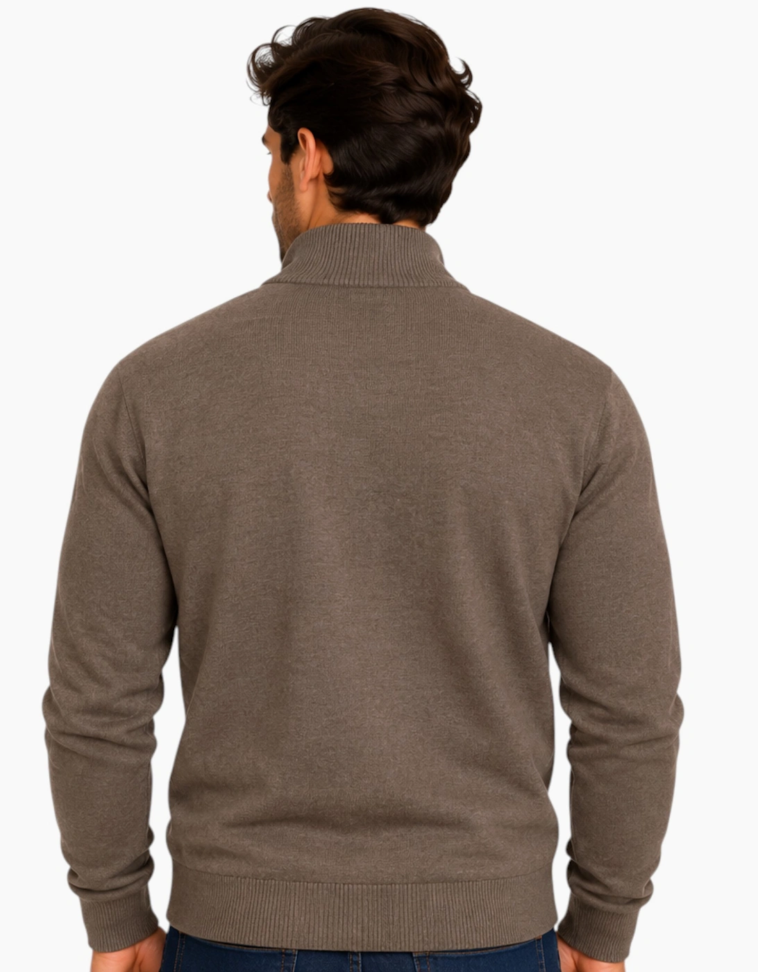 Mens Quarter Zip Sweatshirt Long Sleeve Slim Fit Premium Textured Cotton Jumper