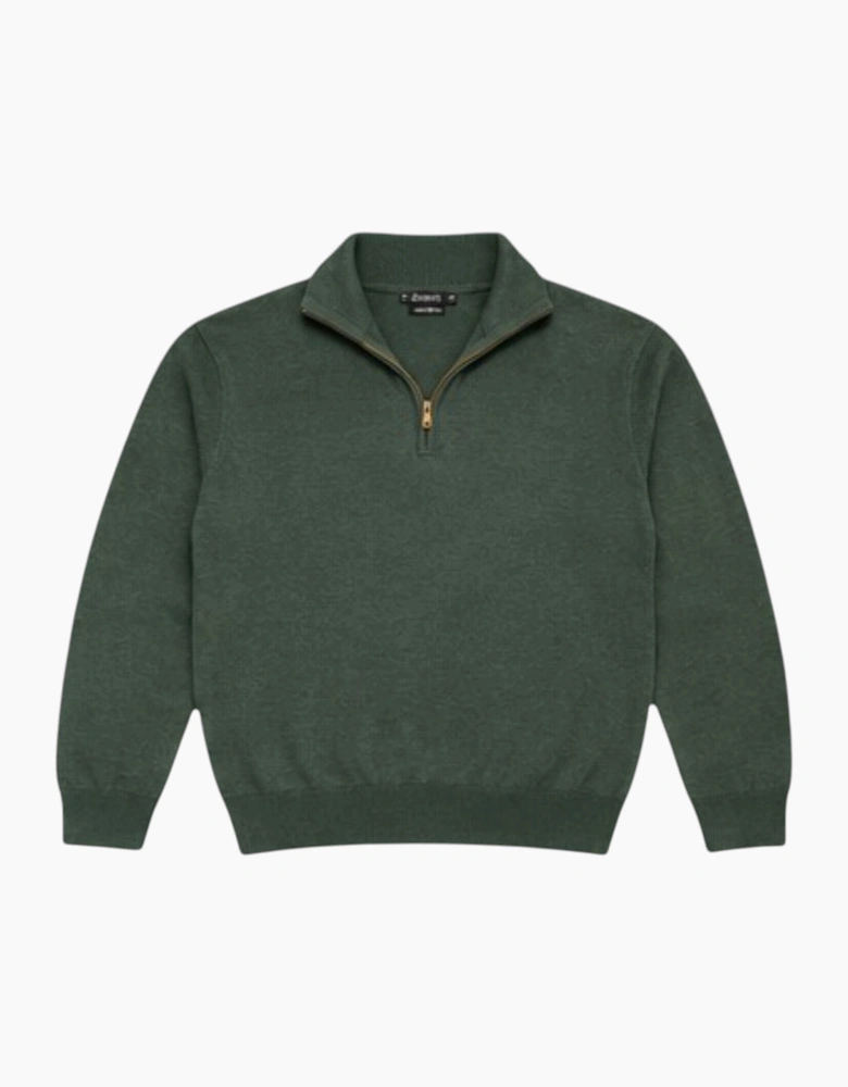 Mens Quarter Zip Sweatshirt Long Sleeve Slim Fit Premium Textured Cotton Jumper