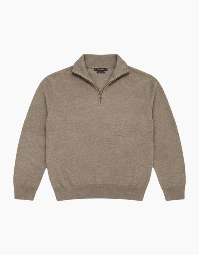 Mens Quarter Zip Sweatshirt Long Sleeve Slim Fit Premium Textured Cotton Jumper