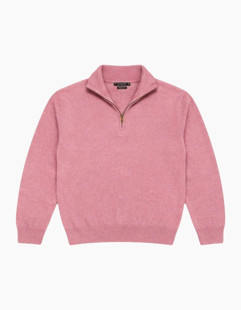Mens Quarter Zip Sweatshirt Long Sleeve Slim Fit Premium Textured Cotton Jumper