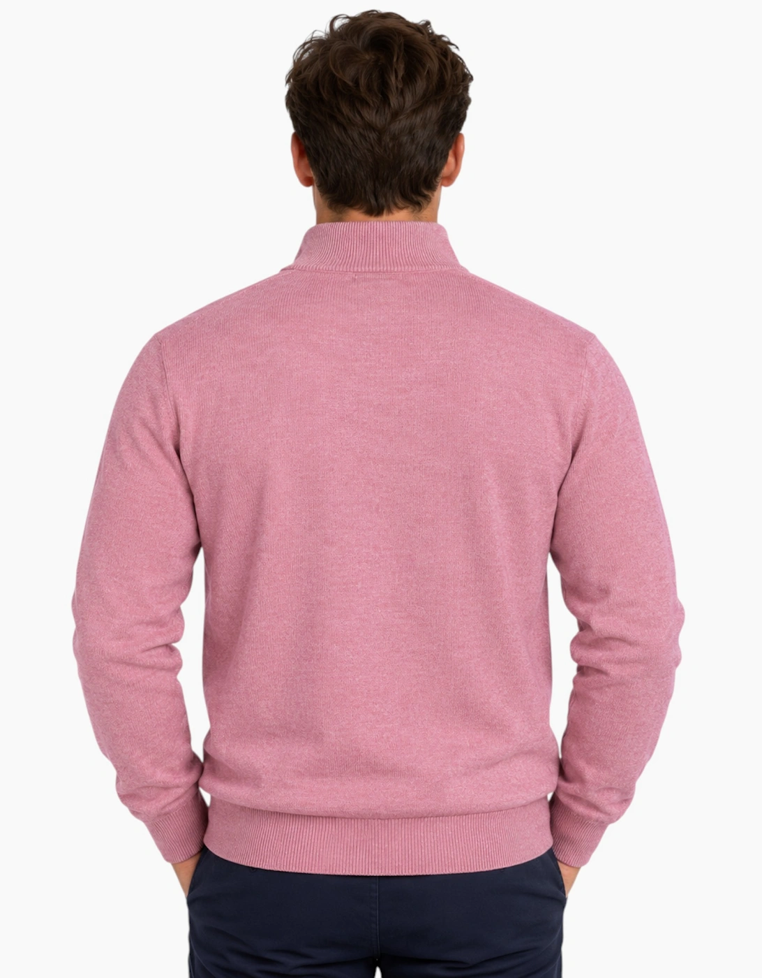 Mens Quarter Zip Sweatshirt Long Sleeve Slim Fit Premium Textured Cotton Jumper