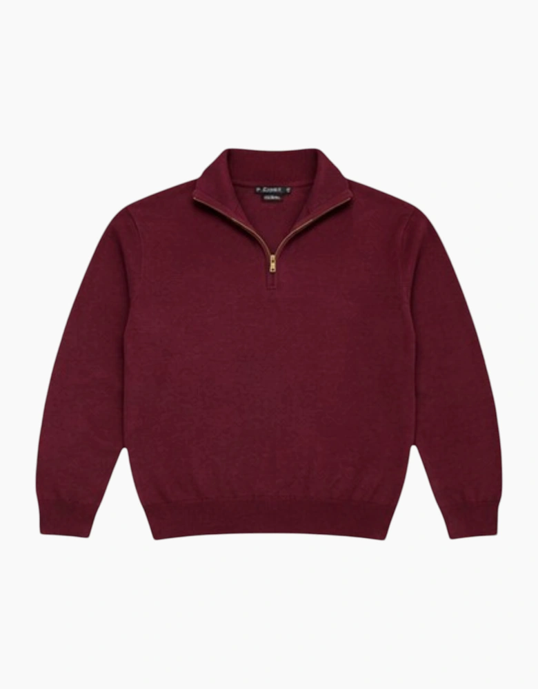 Mens Quarter Zip Sweatshirt Long Sleeve Slim Fit Premium Textured Cotton Jumper