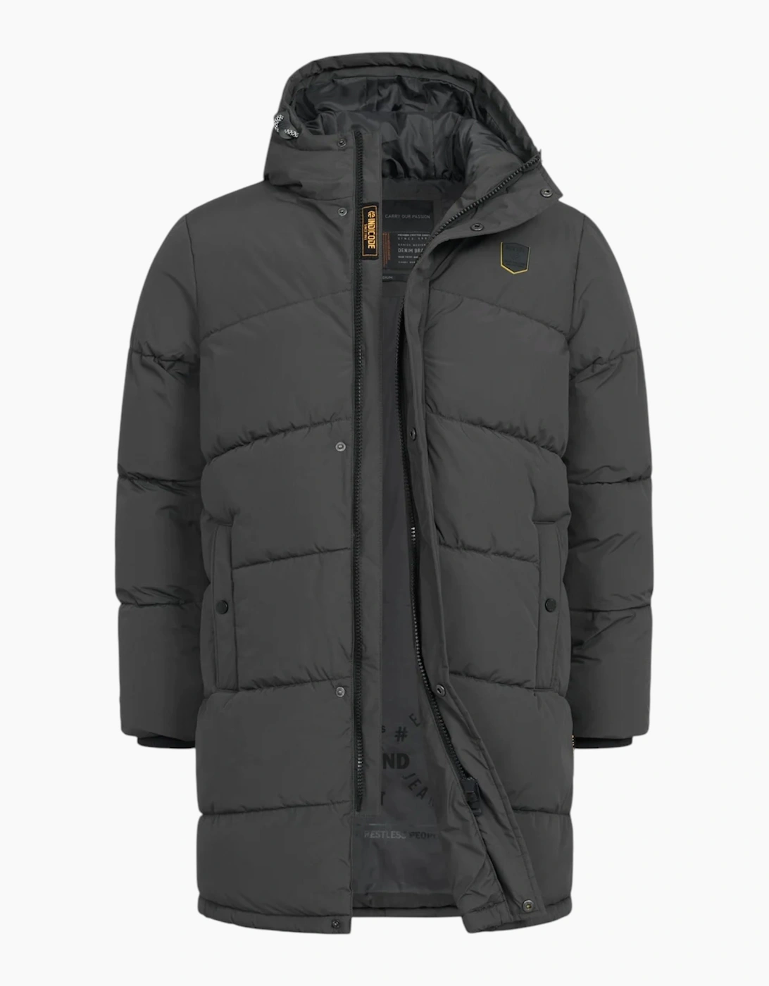 Indicode Mens Parka INPazze Jacket Puffer Hooded Warm Waterproof Long Coat
