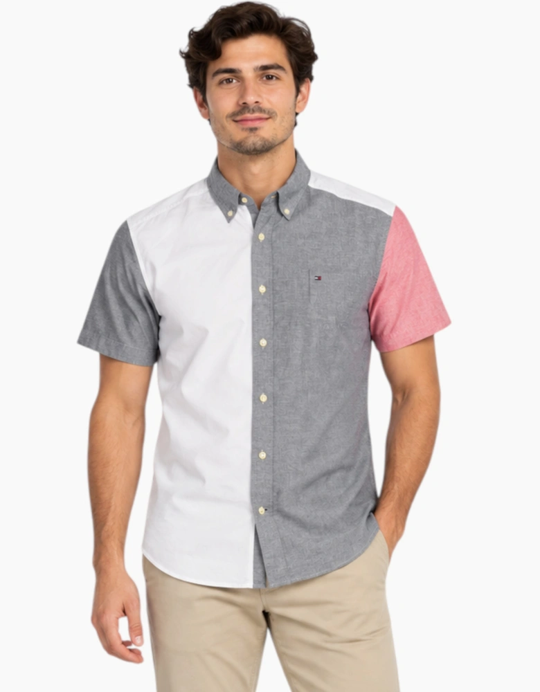 TOMMY HILFIGER Mens Shirt Oxford Lightweight Short Sleeve Regular Fit Multi