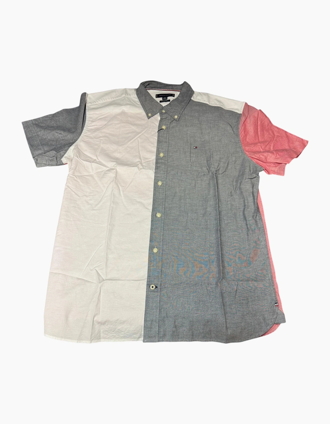 TOMMY HILFIGER Mens Shirt Oxford Lightweight Short Sleeve Regular Fit Multi