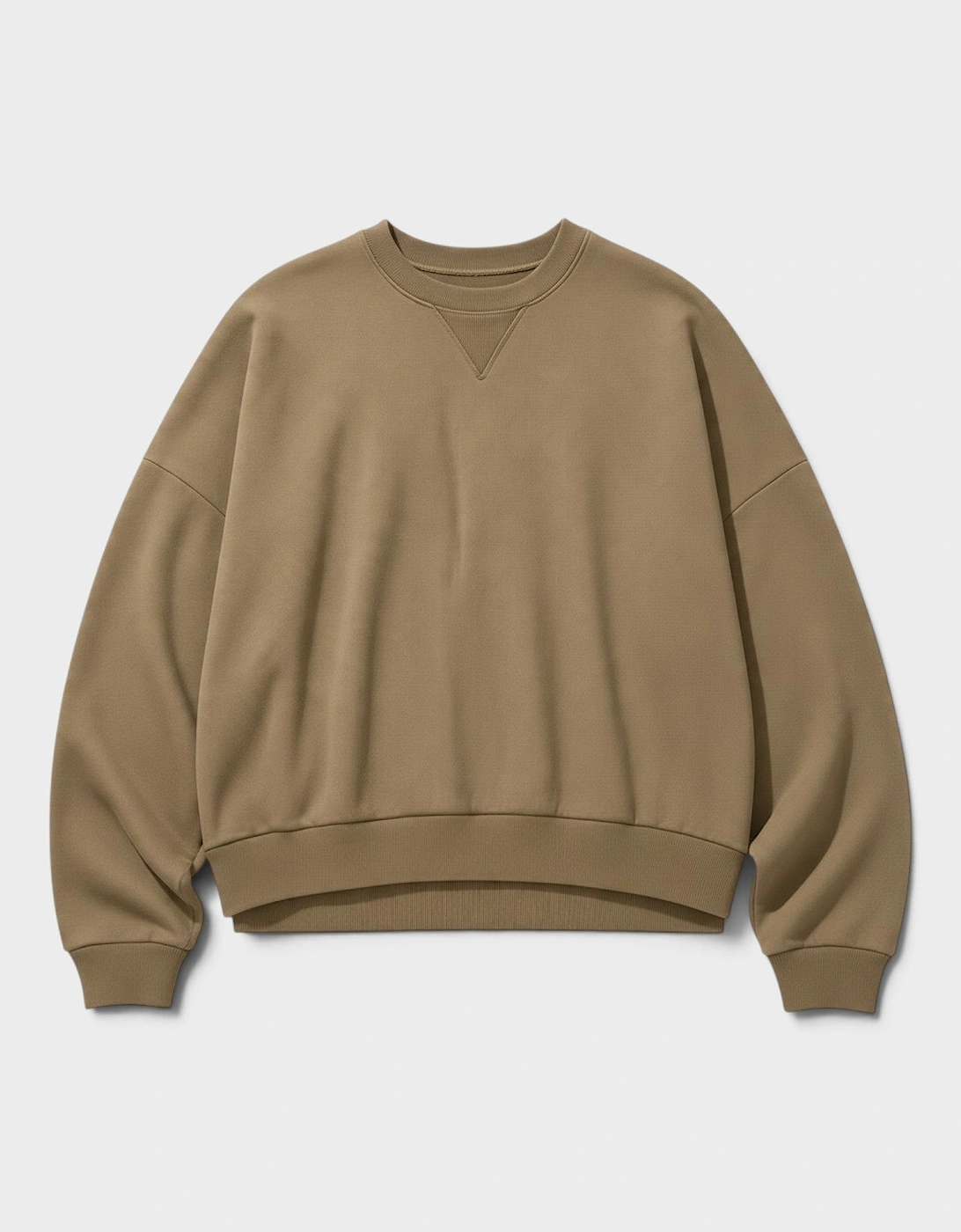 Boxy Fit Crew Sweatshirt Taupe Brown