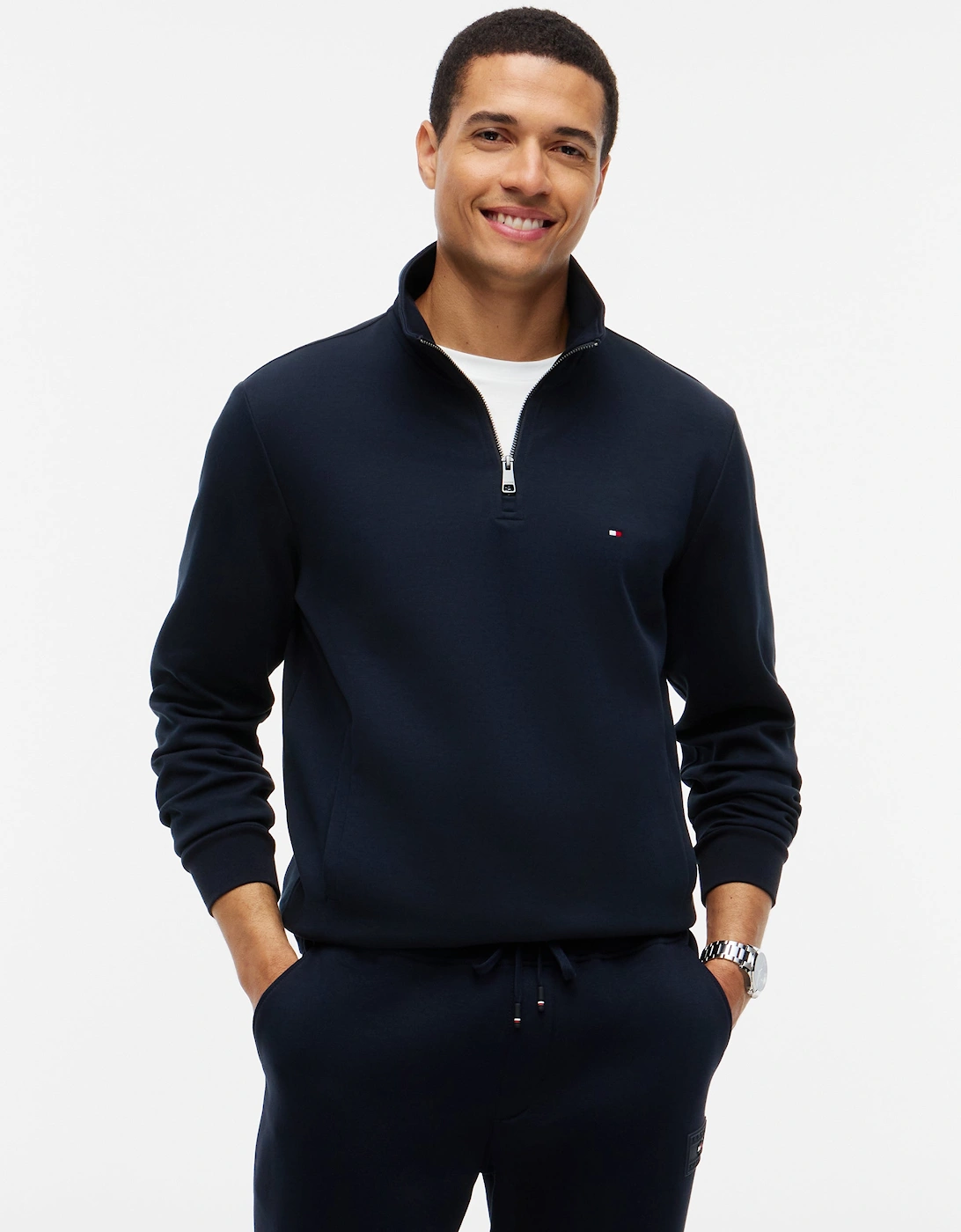 Tommy Hilfiger Essential Intechno Mens Half Zip Sweatshirt - Desert Sky