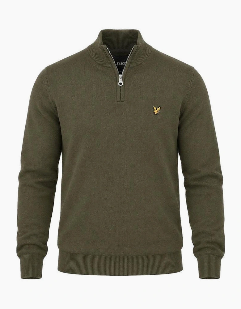 Lyle & Scott Cotton Merino Quarter Zip Jumper Khaki Ash