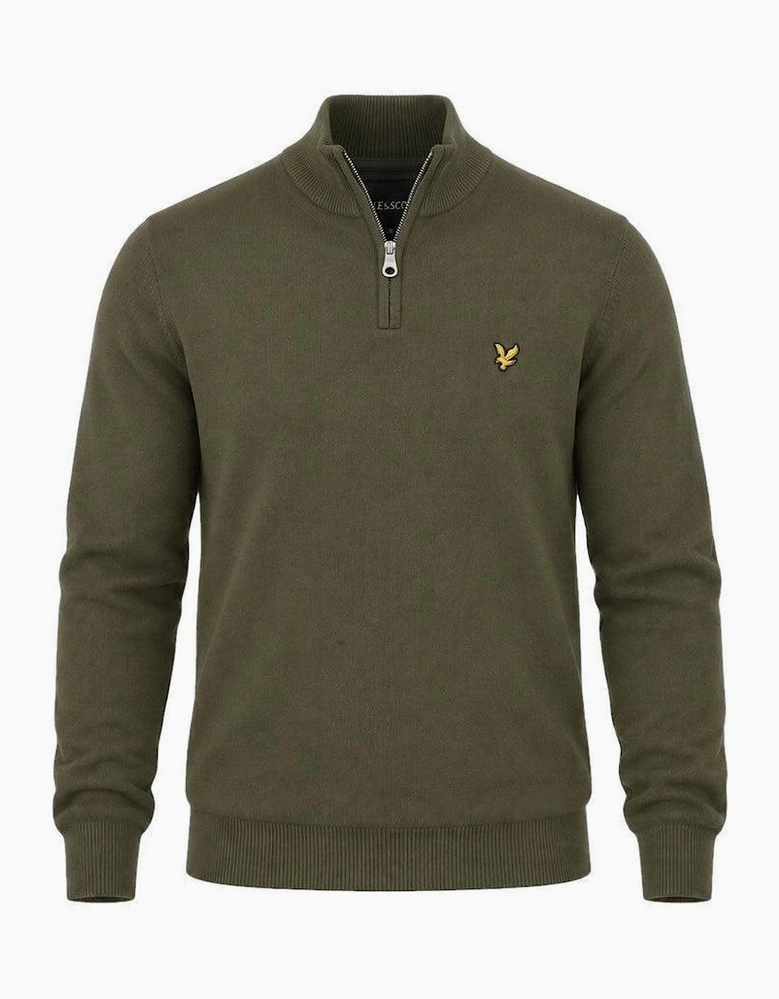 Lyle & Scott Cotton Merino Quarter Zip Jumper Khaki Ash