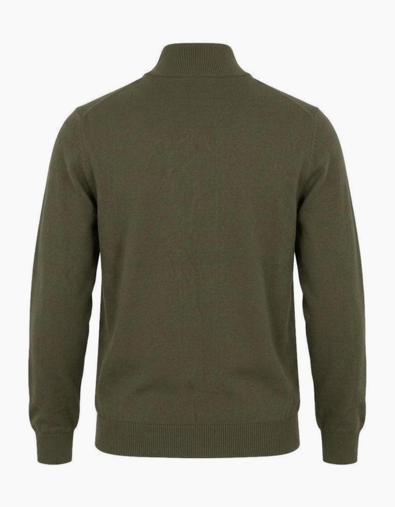 Lyle & Scott Cotton Merino Quarter Zip Jumper Khaki Ash