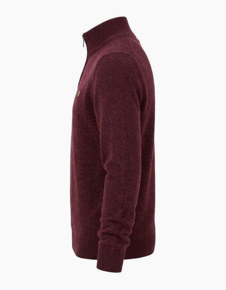 Lyle & Scott Lambswool Blend Quarter Zip Jumper Beetroot Marl