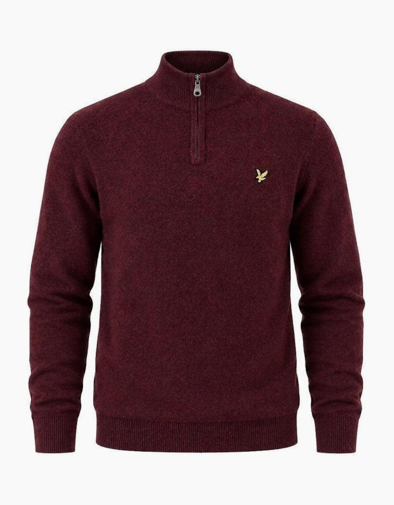 Lyle & Scott Lambswool Blend Quarter Zip Jumper Beetroot Marl