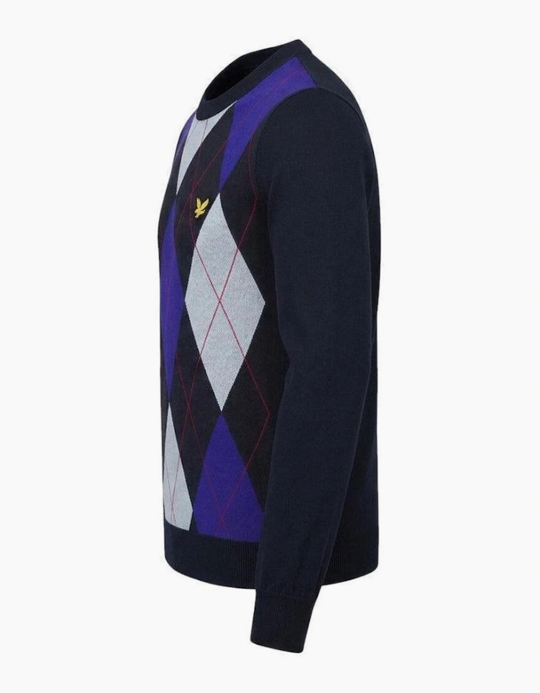 Lyle & Scott Archive Revisited Argyle Knitted Jumper Dark Navy