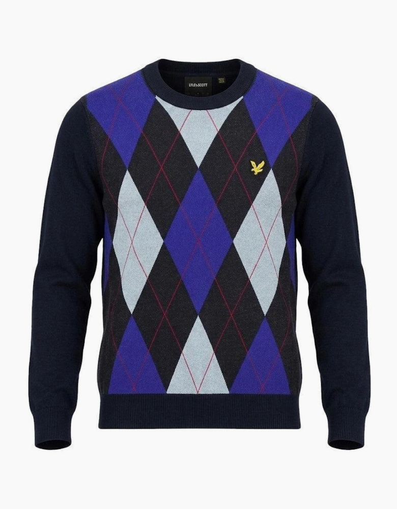 Lyle & Scott Archive Revisited Argyle Knitted Jumper Dark Navy