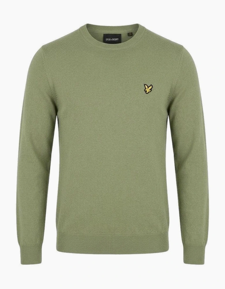 Lyle & Scott Cotton Merino Crew Neck Jumper Smoke Olive