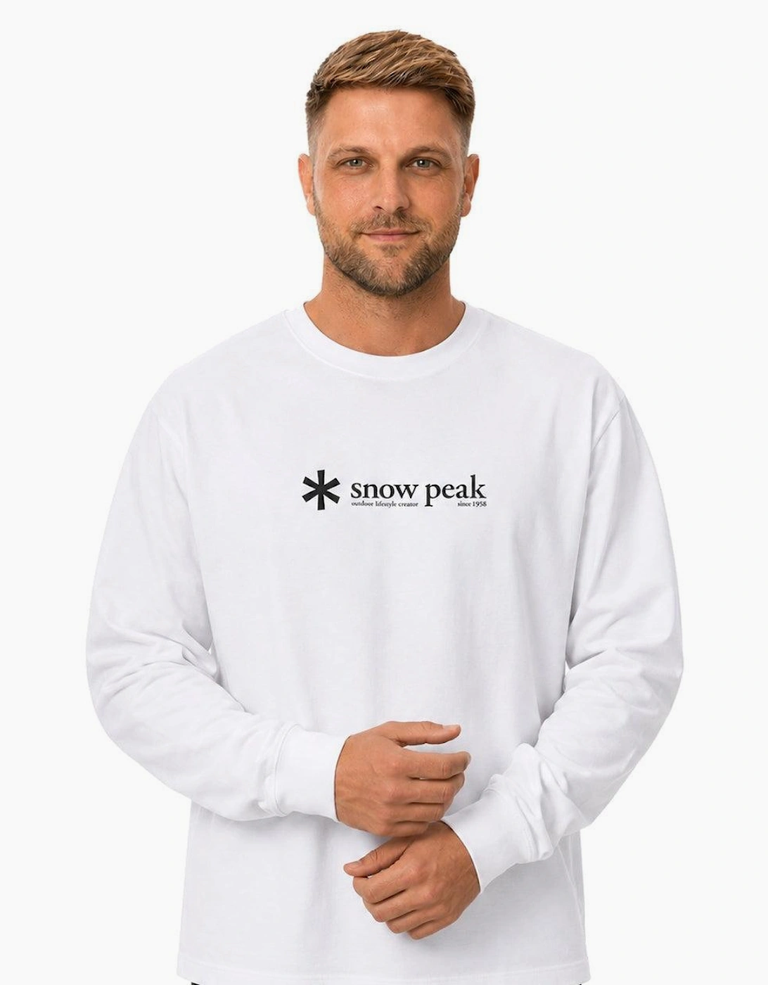 Snow Peak Soft Cotton Logo Long Sleeve T-Shirt White
