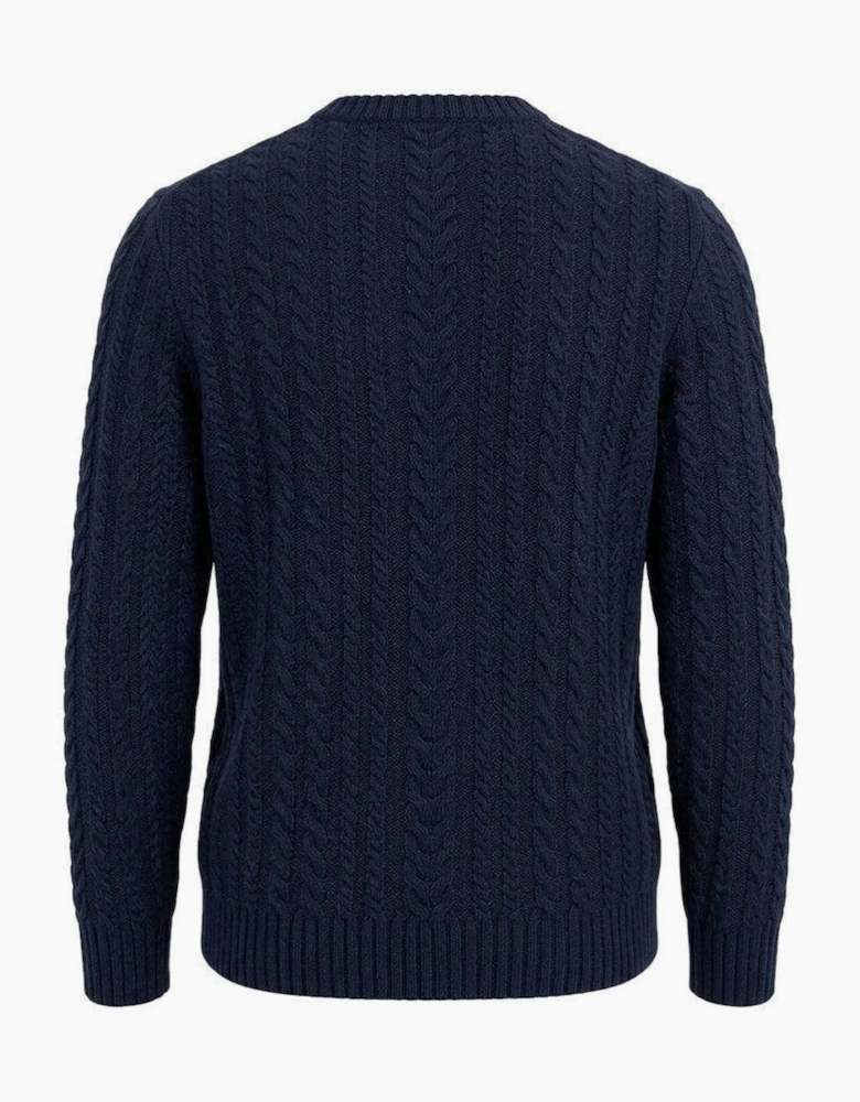 Lyle & Scott Cable Knit Crew Neck Jumper Dark Navy Marl