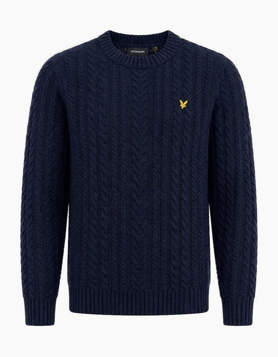 Lyle & Scott Cable Knit Crew Neck Jumper Dark Navy Marl