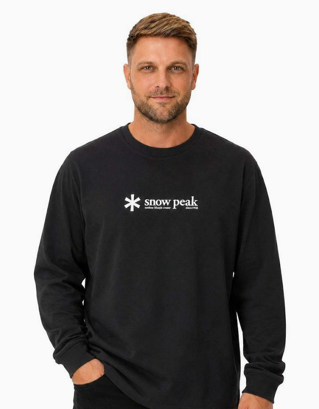 Snow Peak Soft Cotton Logo Long Sleeve T-Shirt Black