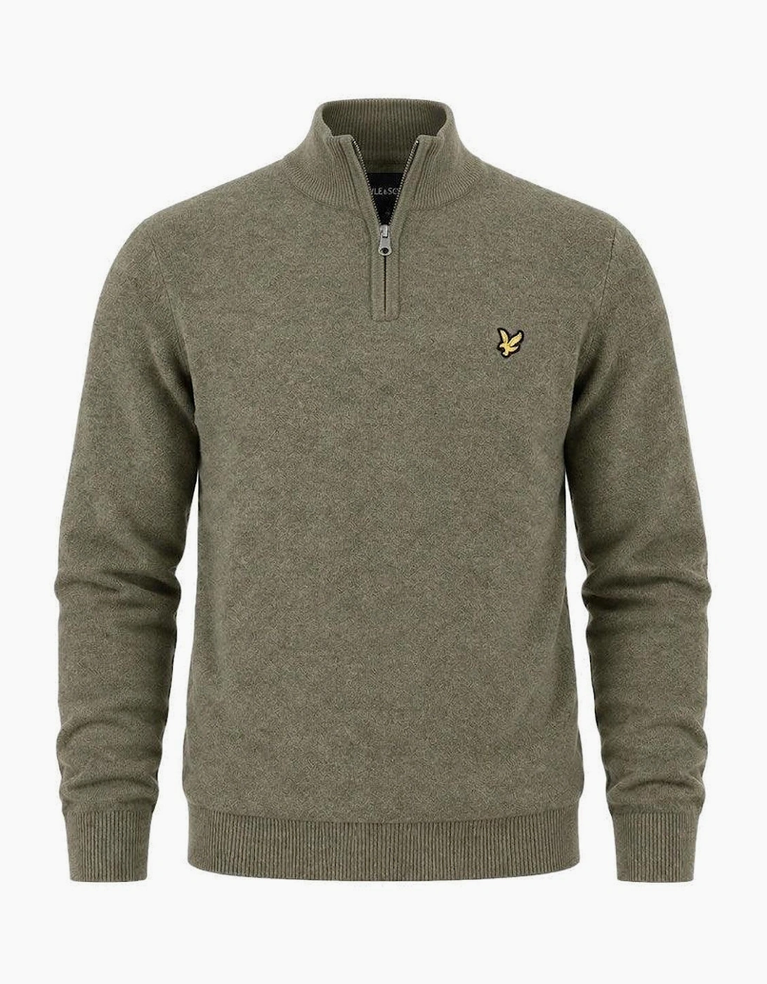Lyle & Scott Lambswool Blend Quarter Zip Jumper Khaki Smoke Marl