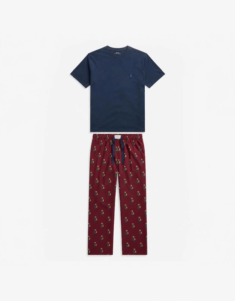 Joules G66094 DOZER LONG Mens Pyjama Set Burgundy/Navy Mens Pyjama Set Burgundy/Navy