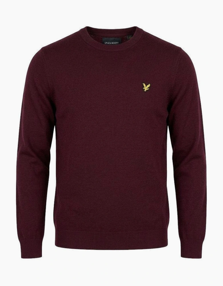 Lyle & Scott Cotton Merino Crew Neck Jumper Burgundy
