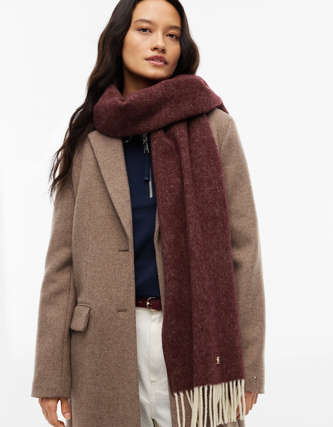 Tommy Hilfiger TH Elevated Chic Womens Woven Scarf - Deep Burgundy