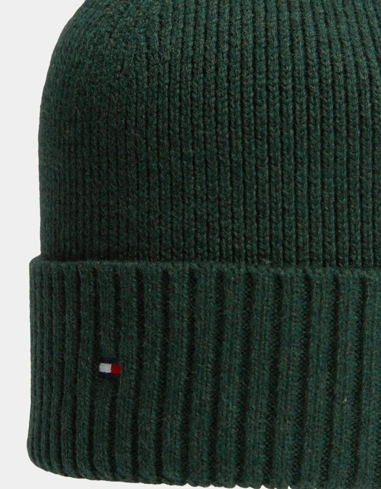 Tommy Hilfiger TH Flag Mens Pima Cotton Beanie - Majestic Emerald Melange