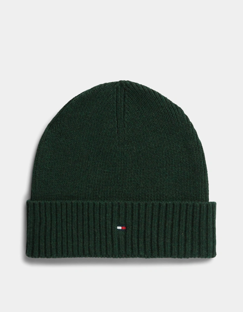 Tommy Hilfiger TH Flag Mens Pima Cotton Beanie - Majestic Emerald Melange