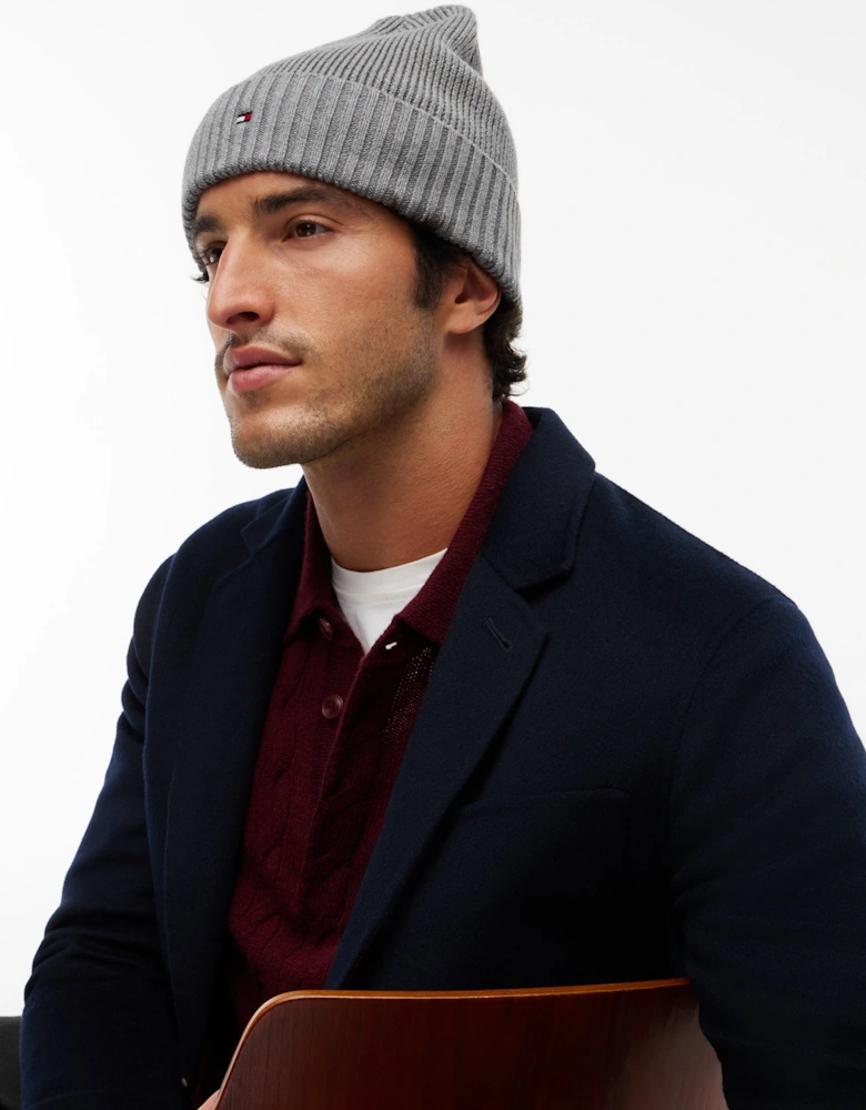 Tommy Hilfiger TH Flag Mens Pima Cotton Beanie - Medium Grey Heather