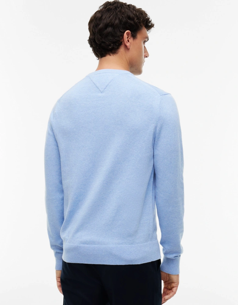 Tommy Hilfiger Organic Cotton Cashmere Mens Crew Sweater - Vessel Blue Heather