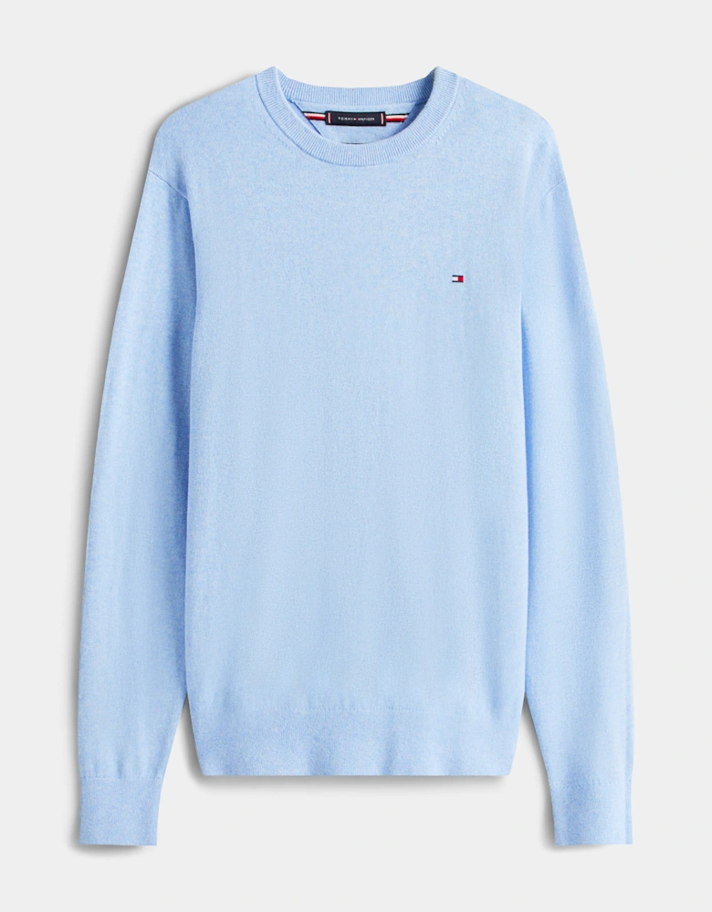 Tommy Hilfiger Organic Cotton Cashmere Mens Crew Sweater - Vessel Blue Heather
