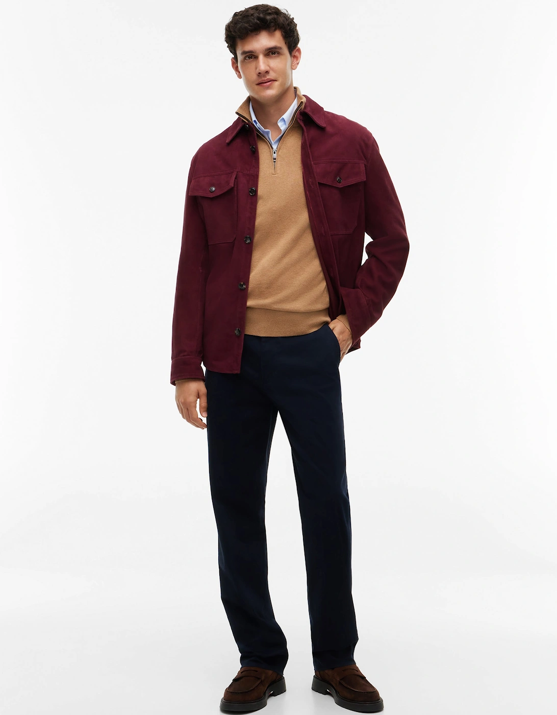 Tommy Hilfiger Organic Cotton Cashmere Mens Zip-Mock Sweater - Safari Canvas Heather