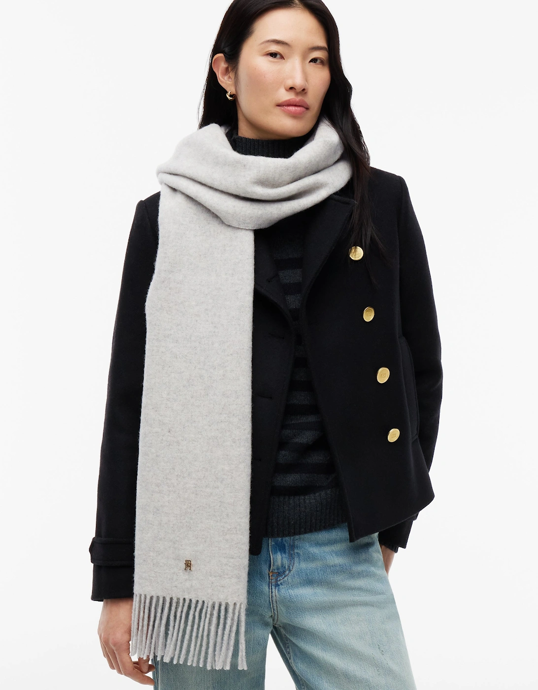 Tommy Hilfiger TH Elevated Chic Womens Woven Scarf - Light Grey Heather