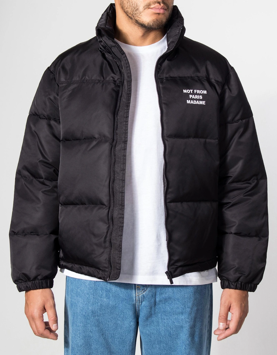 Relaxed Fit Slogan Puffer Jacket