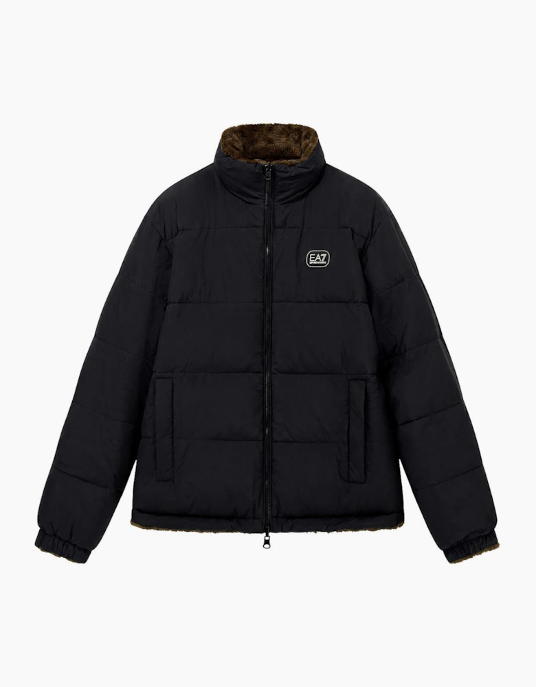 Reversible Sherling/Nylon Black Jacket