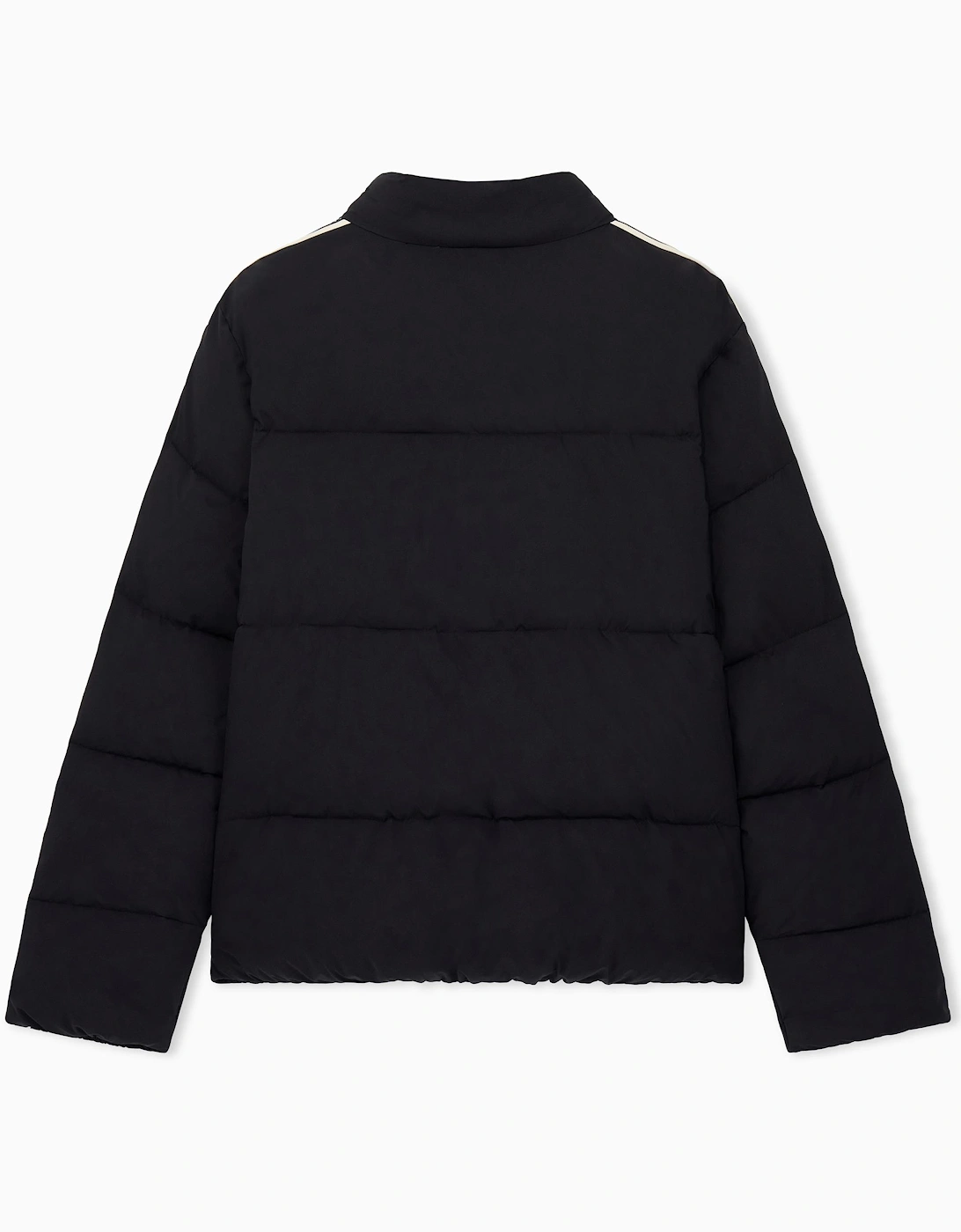 Tape Logo Black Funnel Neck Puffer Jacket