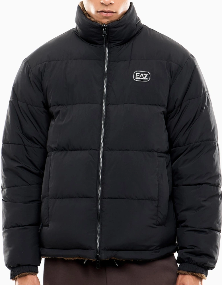 Reversible Sherling/Nylon Black Jacket