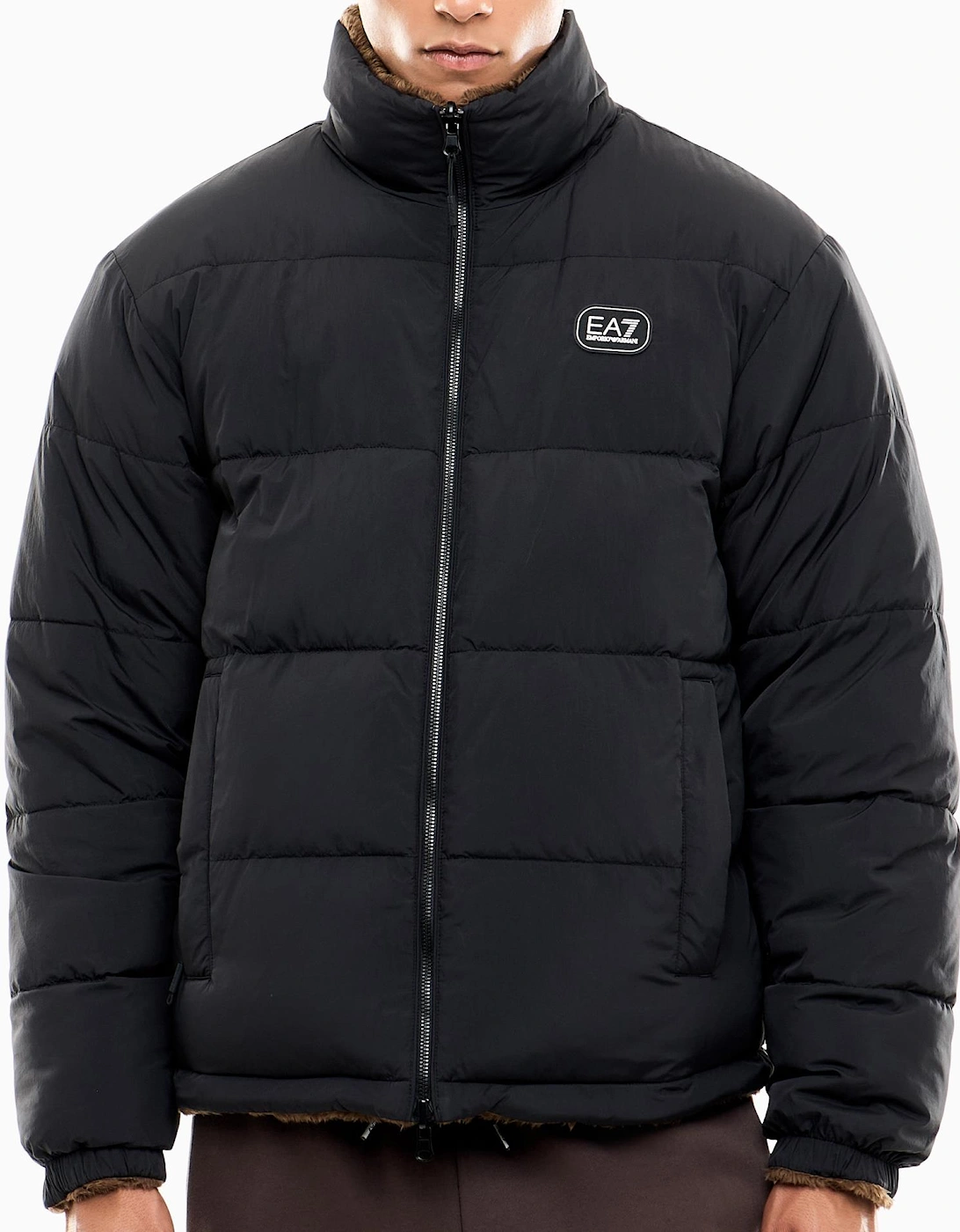 Reversible Sherling/Nylon Black Jacket