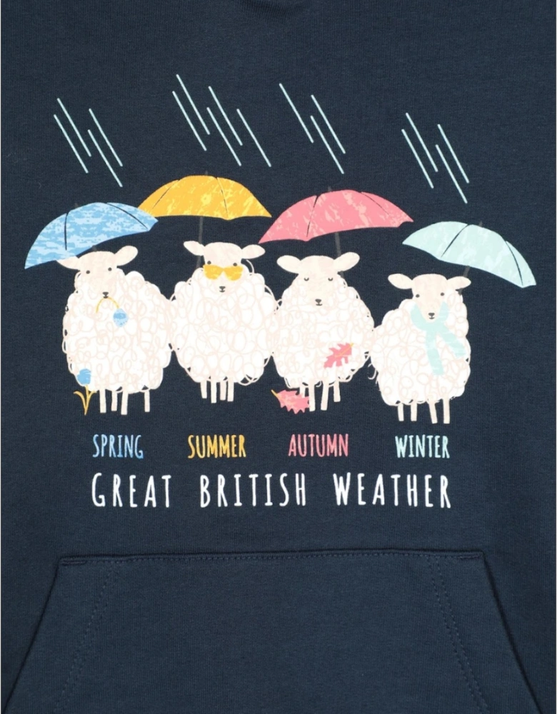 Mountain Warehouse Children's Great British Weather Graphic Print Cotton Blend Hoodie