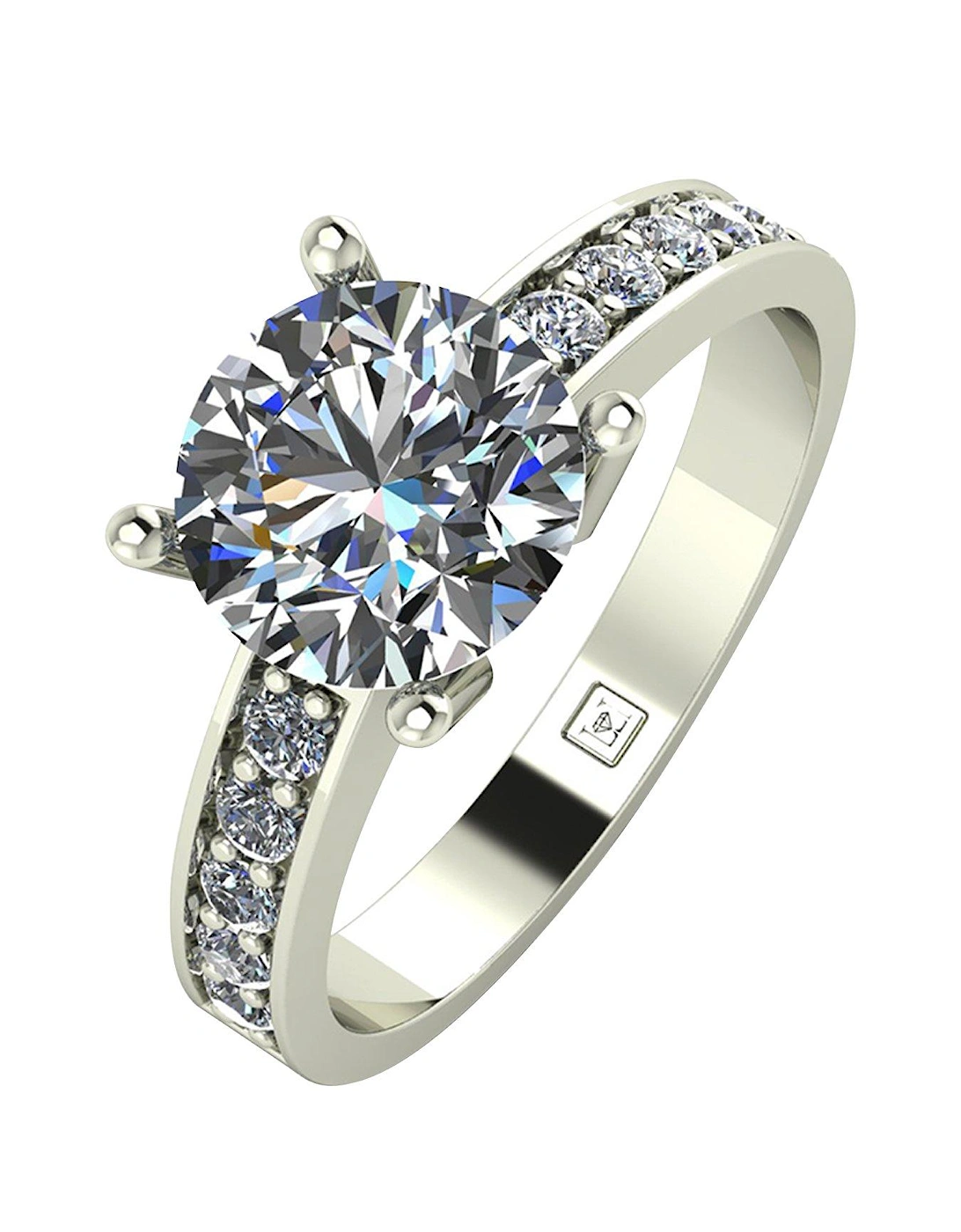 Lady Lynsey 9ct Gold 2.25ct total Round Brilliant Solitaire Ring With Stone Set Shoulders, 2 of 1