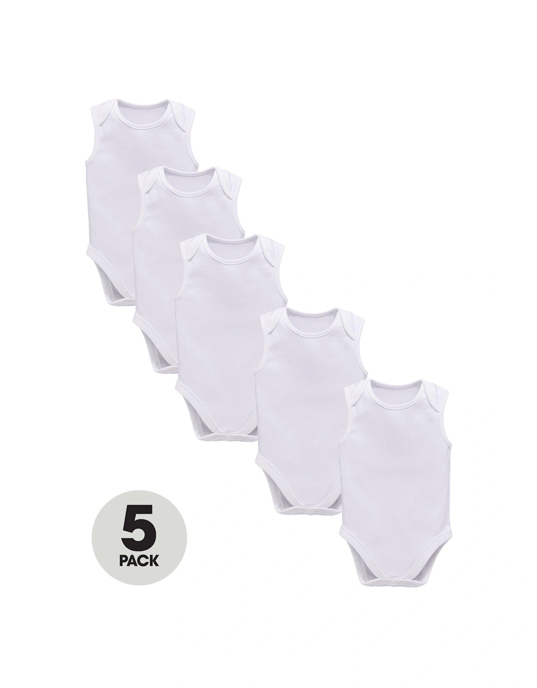 Baby Unisex 5 Pack Sleeveless Bodysuits - White, 2 of 1