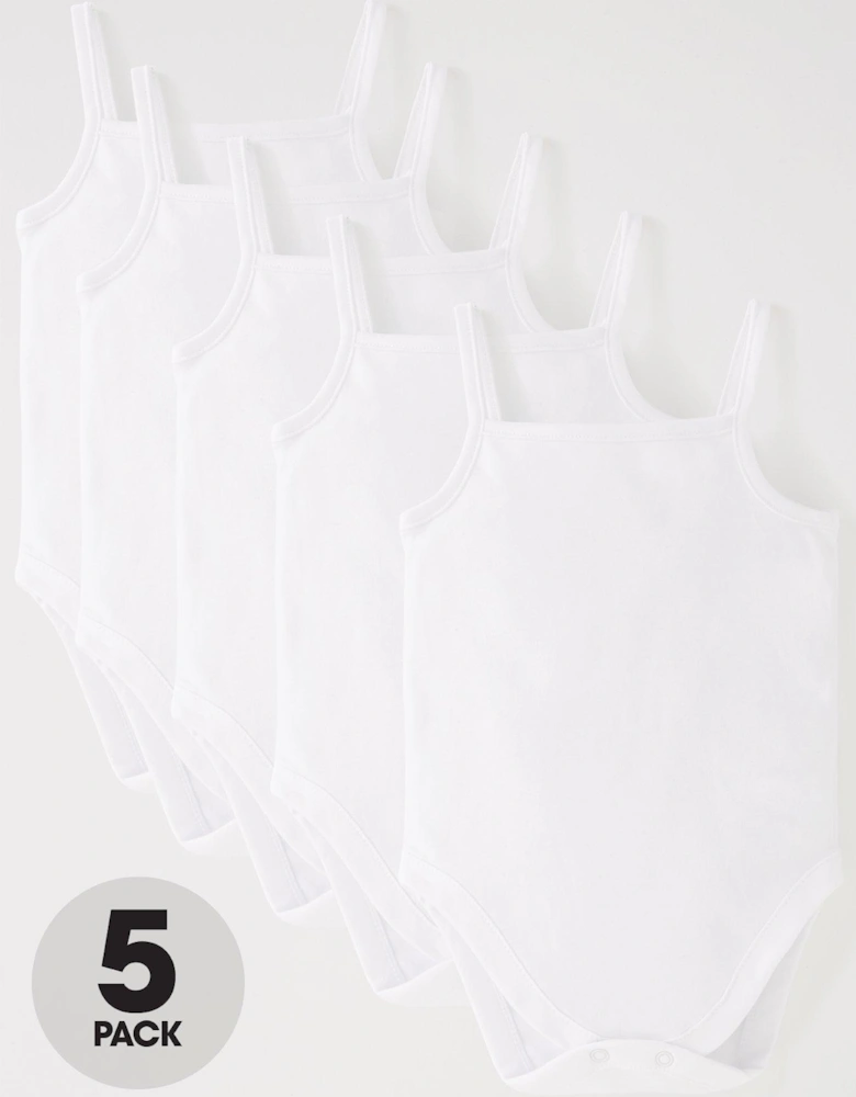 Baby Unisex 5 Pack Strappy Vests - White