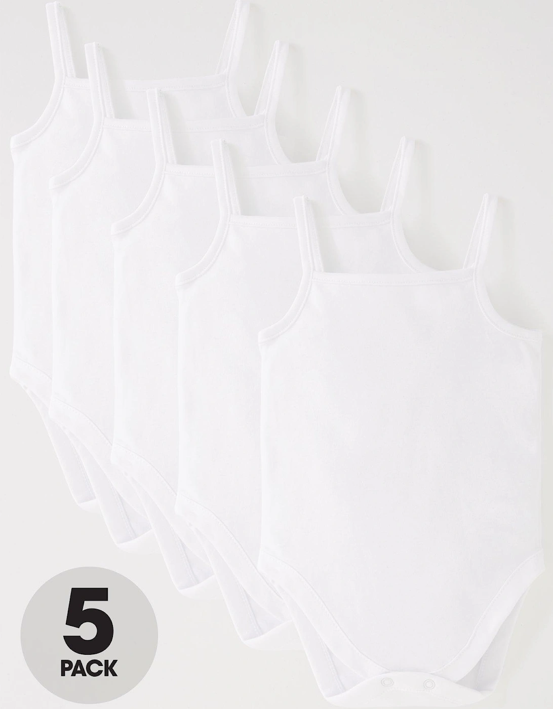 Baby Unisex 5 Pack Strappy Vests - White, 2 of 1