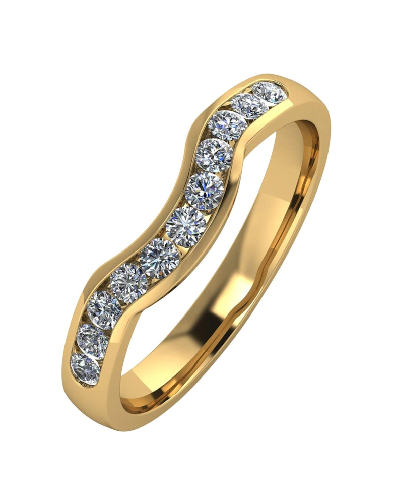 9ct Gold 33pt Channel Set Shaped Wedding Ring