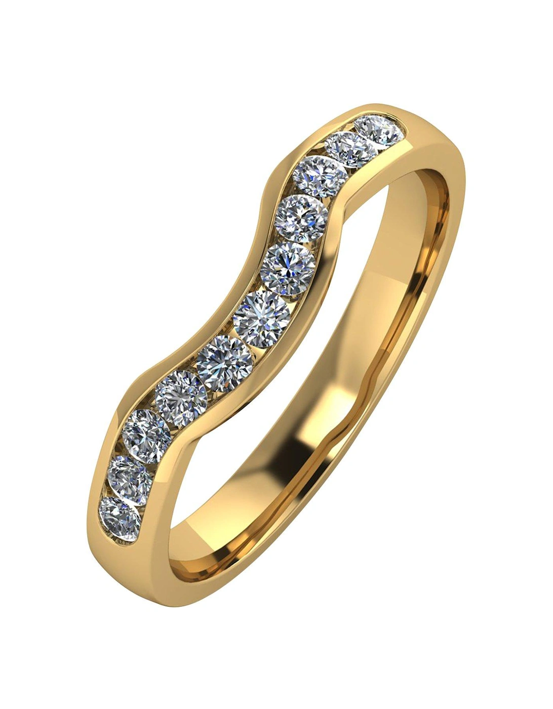 9ct Gold 33pt Channel Set Shaped Wedding Ring, 2 of 1