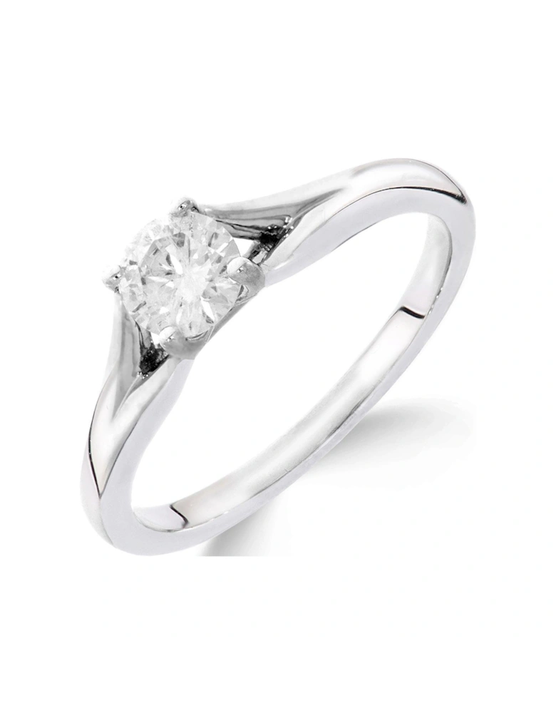 9ct White Gold 1/4 Carat Diamond Solitaire with Tapered Shoulders Ring