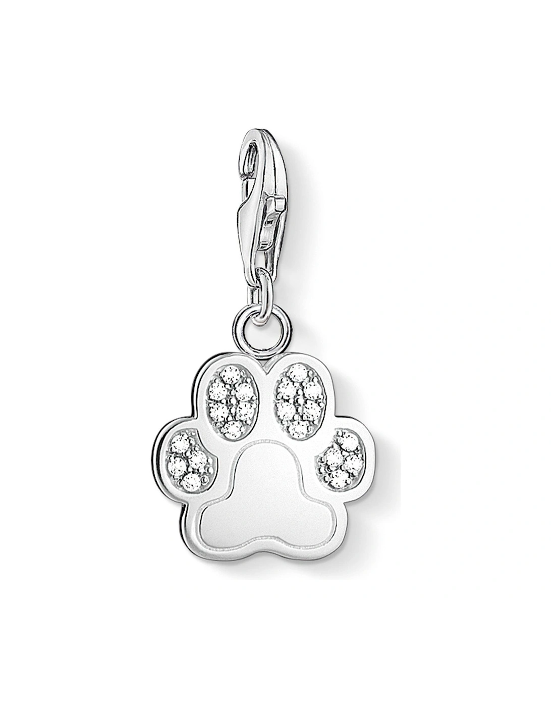 Sterling Silver and Cubic Zirconia Charm Club Paw Charm, 2 of 1