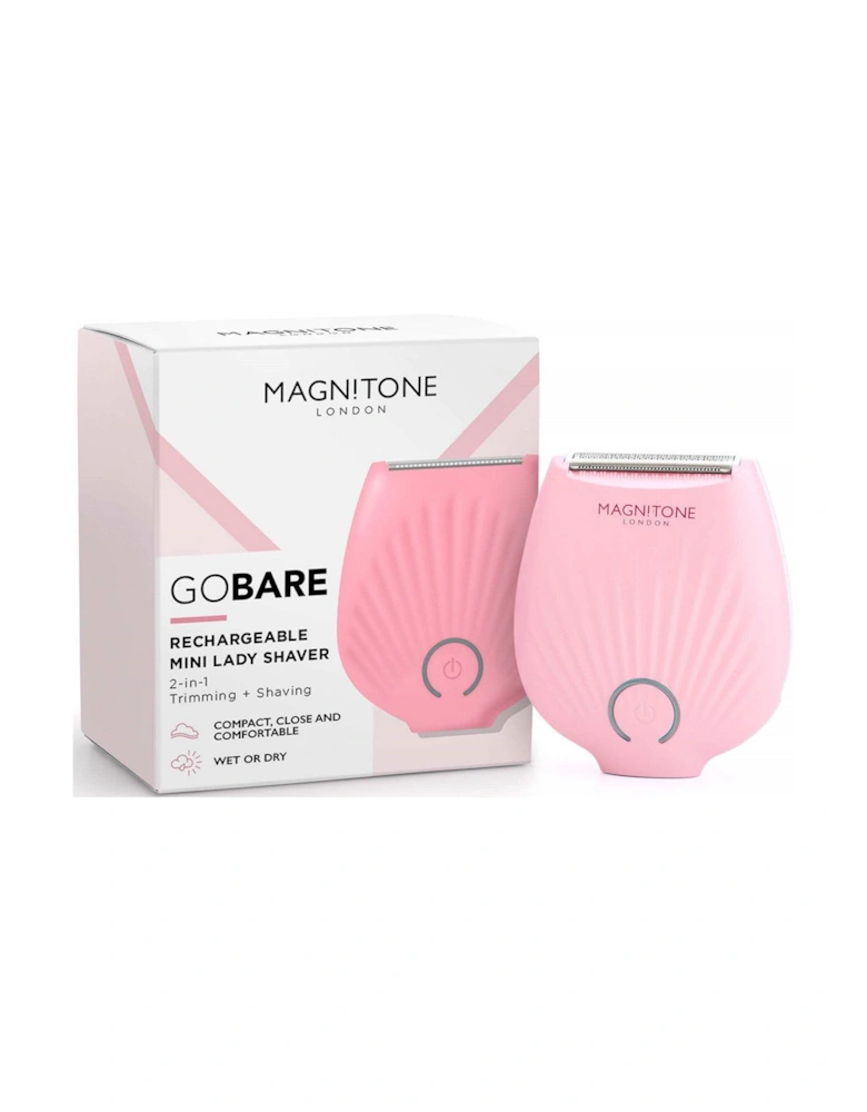 Magnitone Go Bare! Rechargeable Showerproof Mini Lady Shaver with Travel pouch, Micro USB charge cable and Cleaning Brush